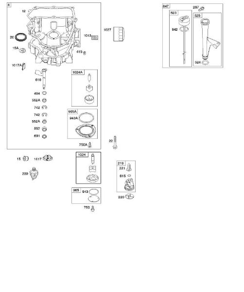 B&S - 40â  401577-0130-B1 F - Cárter de aceite, bomba de aceite, conjunto de varilla de medición/tubo de la marca Stihl