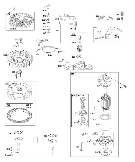 B&S - 40â  405777-0134-E1 E - Mandos, arranque eléctrico, sistema de escape, volante, resorte de regulador de la marca Stihl
