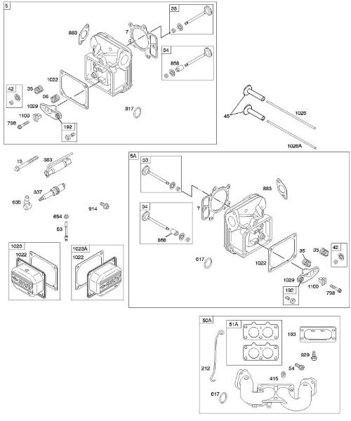 B&S - 40â  405777-0134-E1 F - Culata, colector de admisión, válvulas de la marca Stihl