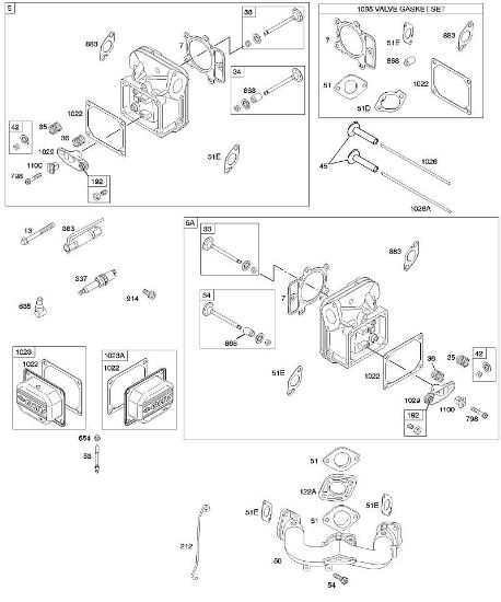 B&S - 44â  441677-0141-B1 F - Culata, juego de juntas válvula, colector de admisión, válvulas de la marca Stihl