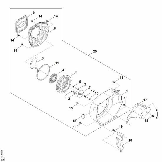 Imagen de J - Sistema de arranque, carcasa del ventilador EHC 600.0 (EHC600-0002)