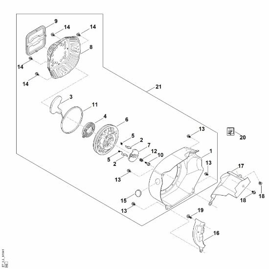 Imagen de J - Sistema de arranque, carcasa del ventilador EHC 600.0 (EHC600-0004)