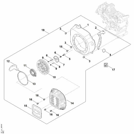 Imagen de J - Sistema de arranque, carcasa del ventilador EHC 605.0 (EHC605-0003)