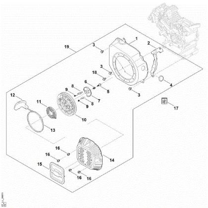 Imagen de J - Sistema de arranque, carcasa del ventilador EHC 605.0 (EHC605-0005)