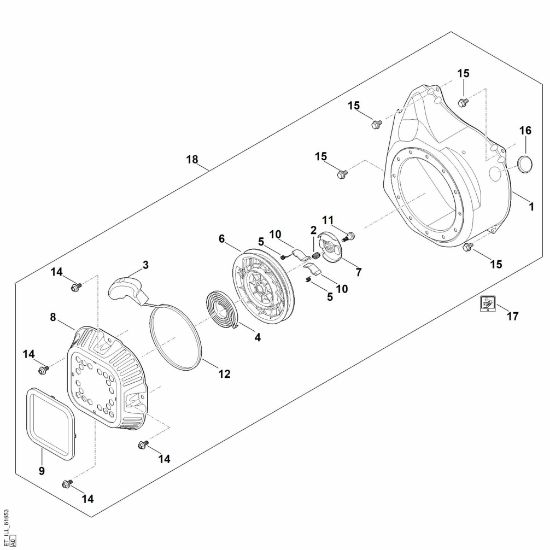 Imagen de J - Sistema de arranque, carcasa del ventilador EHC 700.0 (EHC700-0004)
