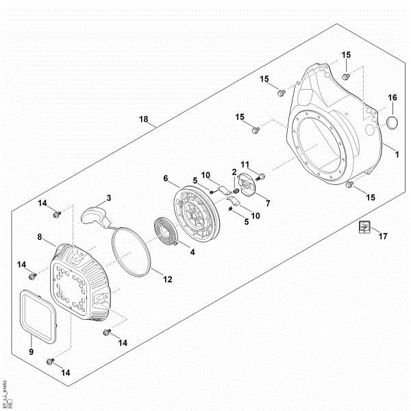 Imagen de J - Sistema de arranque, carcasa del ventilador EHC 700.0 (EHC700-0004)