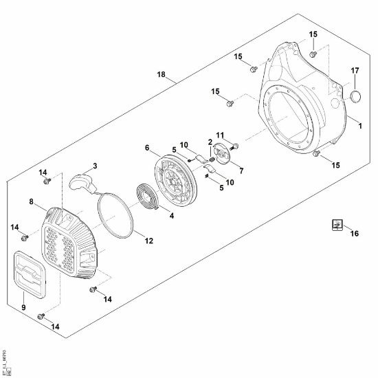 Imagen de J - Sistema de arranque, carcasa del ventilador EHC 705.0 (EHC705-0003)