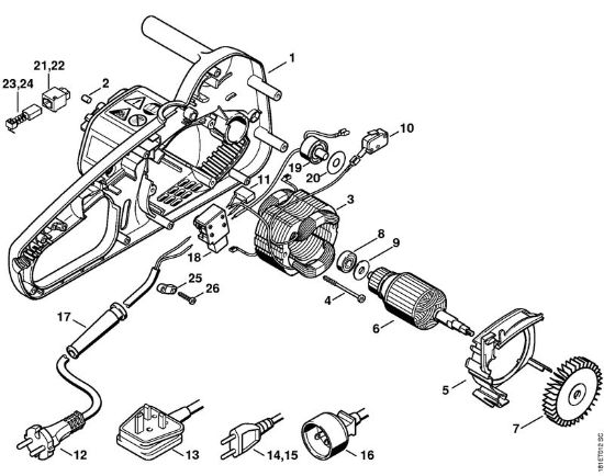 Electrosierras (MSE) MSE 180 C-BQ Motor eléctrico MSE 140 C, 160 C, 180 C de la marca Stihl