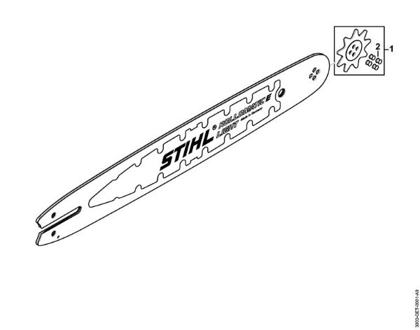 Espadas Guí­a RL 35cm/14" 1,3mm/0.050" 3/8" P Rollomatic E Light 3/8" Picco 9 Dientes de la marca Stihl