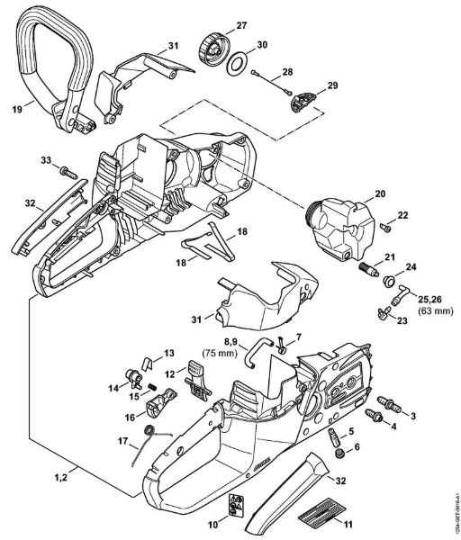Motosierras de baterí­a (MSA) MSA 140 C-B Carcasa de la empuóadura, Cubierta de la marca Stihl