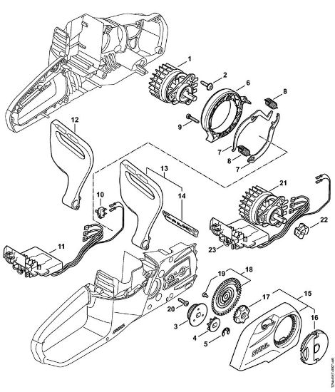 Motosierras de baterí­a (MSA) MSA 140 C-B Motor eléctrico, Módulo electrónico, Tapa del pióón de cadena de la marca Stihl