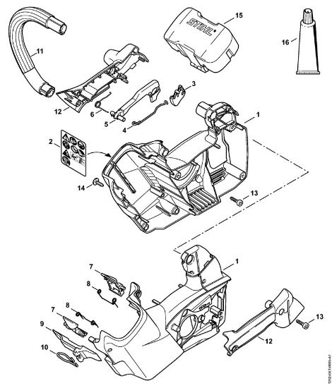 Motosierras de baterí­a (MSA) MSA 160 T Cárter de motor, Manillar tubular de la marca Stihl