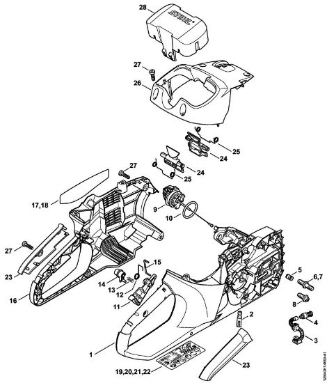 Motosierras de baterí­a (MSA) MSA 200 C-B Carcasa de la empuóadura, Cubierta de la marca Stihl