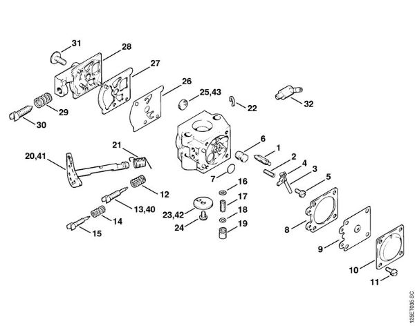 Motosierras de gasolina (MS) 009 Q Carburador WT-29 (12.87) de la marca Stihl