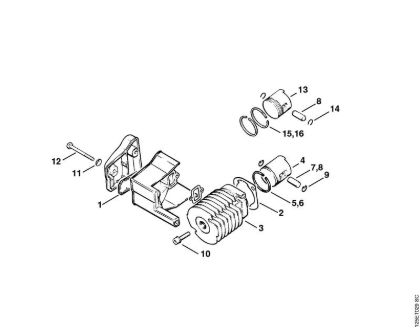 Motosierras de gasolina (MS) 009 Q Cilindro (32.88), (25.84), (27.83) de la marca Stihl