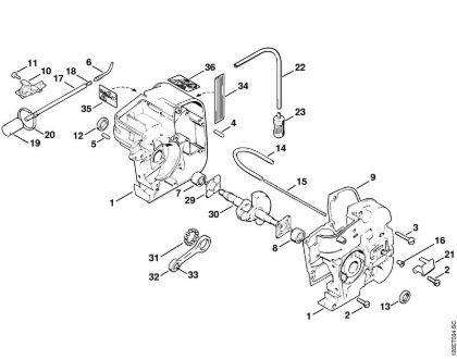 Motosierras de gasolina (MS) 010 AV Cárter del cigüeóal de la marca Stihl