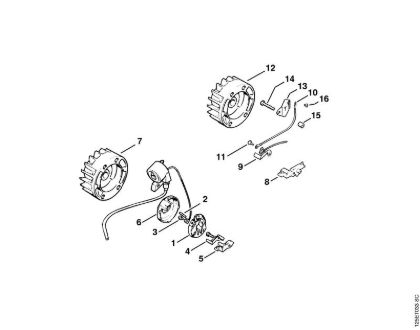 Motosierras de gasolina (MS) 010 AV Sistema de encendido (27.86), (25.84), (27.83) de la marca Stihl
