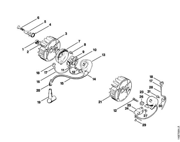 Motosierras de gasolina (MS) 015 AVQ Sistema de encendido de la marca Stihl