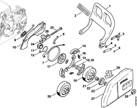 Motosierras de gasolina (MS) 017 C Protector, Freno de cadena de la marca Stihl