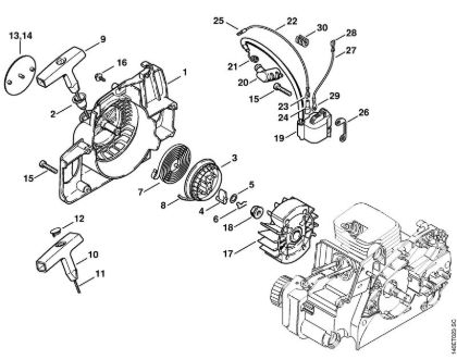 Motosierras de gasolina (MS) 018 C Mecanismo de arranque, Sistema de encendido de la marca Stihl