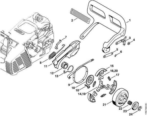 Motosierras de gasolina (MS) 019 T Protector, Freno de cadena de la marca Stihl