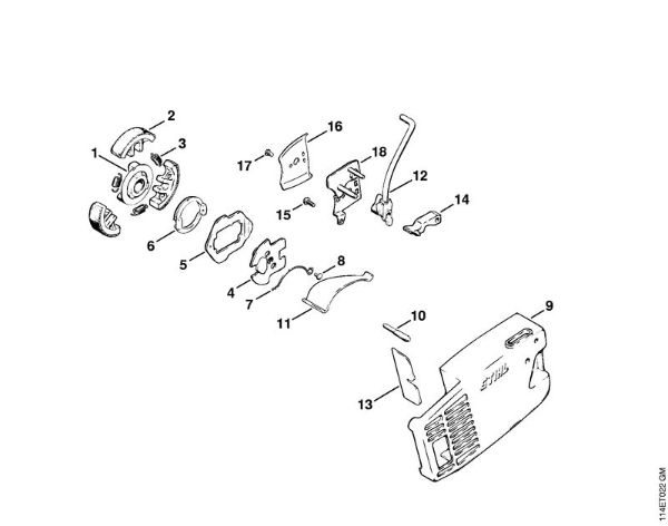 Motosierras de gasolina (MS) 020 (1114) Freno de cadena con embrague de separación (2.80) de la marca Stihl