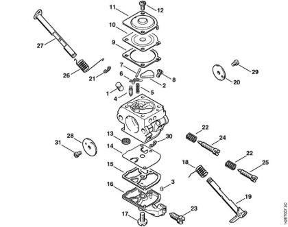 Motosierras de gasolina (MS) 020 T Carburador C1Q-S16 020 T (17.1999) de la marca Stihl