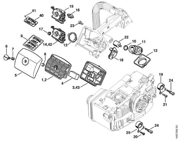 Motosierras de gasolina (MS) 020 T Filtro de aire 020 T de la marca Stihl
