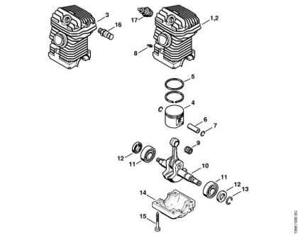 Motosierras de gasolina (MS) 023 Piezas motrices 023, 023 L de la marca Stihl