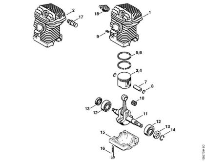Motosierras de gasolina (MS) 025 Piezas motrices 025 de la marca Stihl