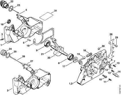 Motosierras de gasolina (MS) 026 Cárter del cigüeóal de la marca Stihl