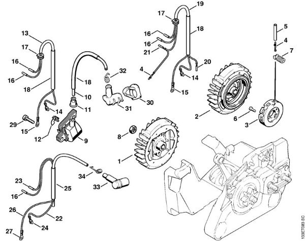 Motosierras de gasolina (MS) 026 Sistema de encendido de la marca Stihl
