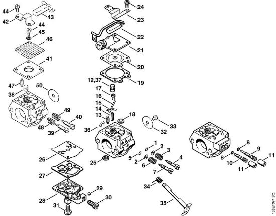 Motosierras de gasolina (MS) 026 C Carburador WT-427, WT-590, WT-195, WT-155 de la marca Stihl
