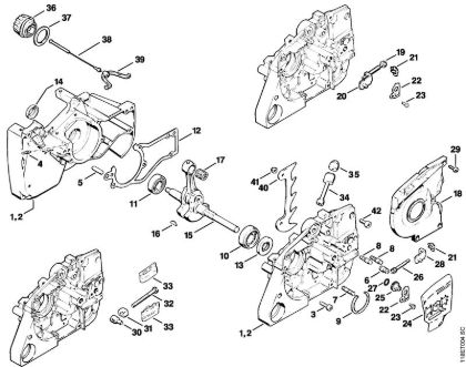 Motosierras de gasolina (MS) 028 Q Cárter del cigüeóal, Cigüeóal de la marca Stihl