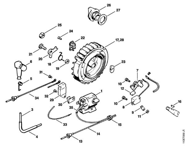 Motosierras de gasolina (MS) 031 Sistema de encendido, Volante de la marca Stihl