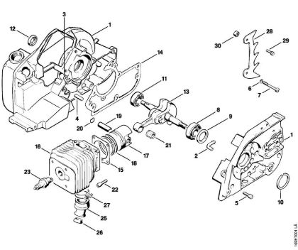 Motosierras de gasolina (MS) 032 AVEQW Cárter del cigüeóal, Cilindro de la marca Stihl