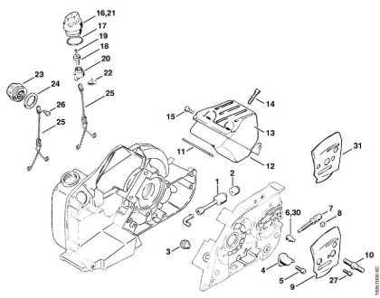Motosierras de gasolina (MS) 032 AVEQW Cabezal de aspiración, Silenciador de la marca Stihl