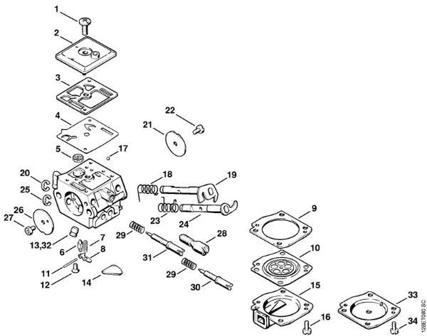 Motosierras de gasolina (MS) 034 Carburador C3A-S31 de la marca Stihl