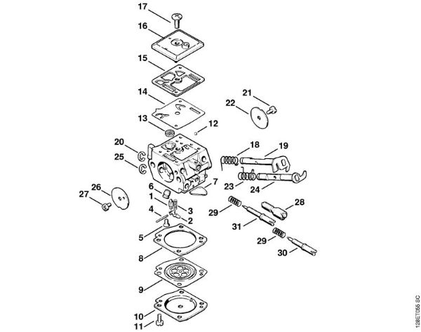 Motosierras de gasolina (MS) 034 S Carburador C3A-S19, C3A-S38 de la marca Stihl