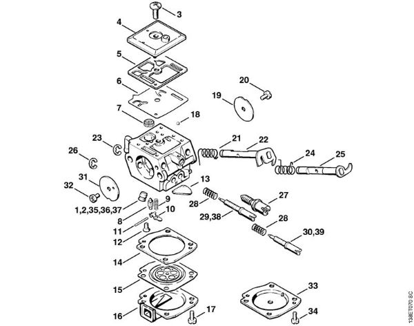 Motosierras de gasolina (MS) 036 BR Carburador C3A-S31, C3A-S65 de la marca Stihl