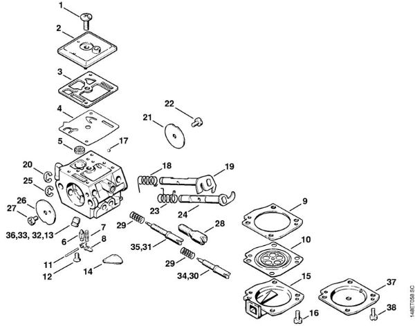 Motosierras de gasolina (MS) 036 QS Carburador C3A-S31 de la marca Stihl
