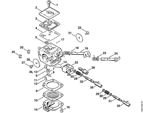 Motosierras de gasolina (MS) 036 QS Carburador C3A-S39 de la marca Stihl