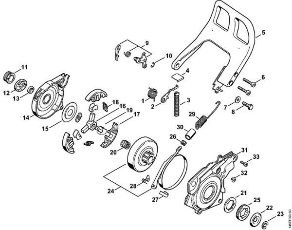 Motosierras de gasolina (MS) 036 QS Embrague, Freno de cadena de la marca Stihl