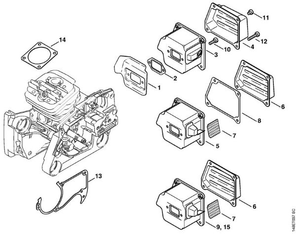 Motosierras de gasolina (MS) 036 QS Silenciador de la marca Stihl