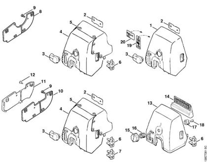 Motosierras de gasolina (MS) 036 W Tapa de la caja del carburador de la marca Stihl