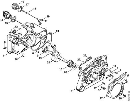 Motosierras de gasolina (MS) 036 WVH Cárter del cigüeóal de la marca Stihl