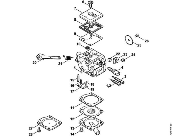 Motosierras de gasolina (MS) 038 MW Carburador C3-S148, C3-S149 de la marca Stihl