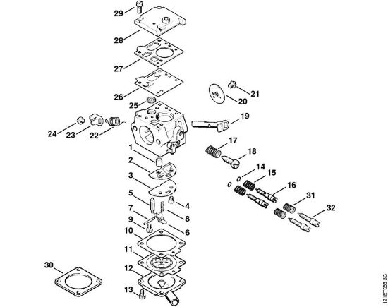 Motosierras de gasolina (MS) 038 S Carburador Bing 48A101 (50.2008) de la marca Stihl