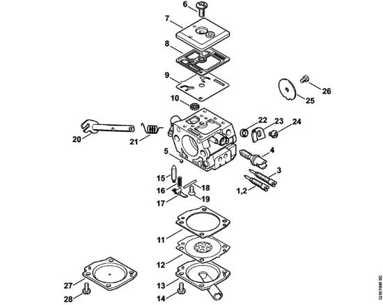 Motosierras de gasolina (MS) 038 S Carburador C3-S148, C3-S149 de la marca Stihl