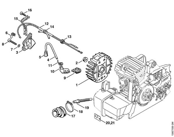 Motosierras de gasolina (MS) 039 Sistema de encendido de la marca Stihl